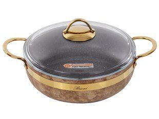 Сотейник Brioni Royal Stone Ti̇gereye Gold антипригарная 26 см, 2,8 л 764-050 фото
