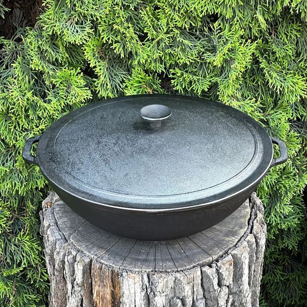 Сковорода чугунная туристическая с крышкой 8 л с подвесом для огня WOK-08 1104850000001 фото