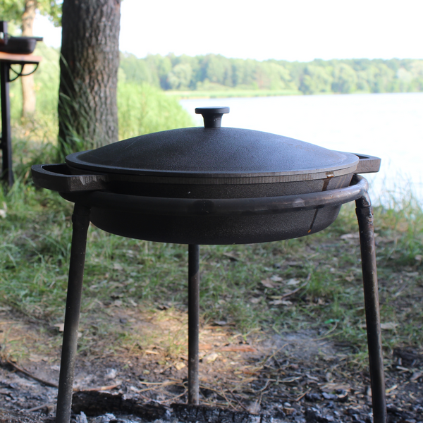 Жаровня чавунна з чавунною кришкою 360 х 80 мм з підставкою M3680U-1S фото