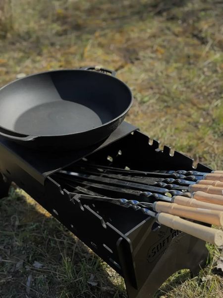 Мангал розбірний на 8 шампурів 30х30х60 см сталь 3 мм зі вставкою під казан Міні SGM-1 фото