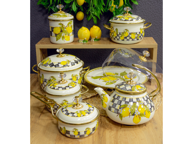 Каструля емальована "SICILY" Elmani з кришкою, 1,5л, 14см 763-033 фото