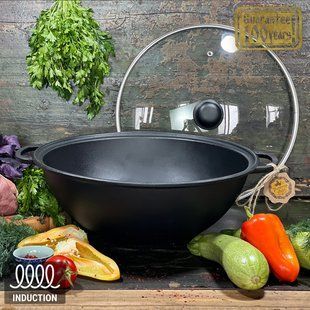 Казан  узбекский чугунный 8 л со стеклянной крышкой Т405С3 фото