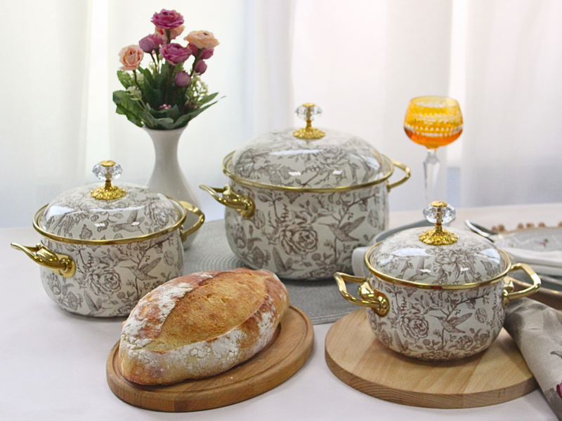 Кастрюля эмалированная "BIRD" Elmani с крышкой, 2,1 л, 16 см 763-041 фото