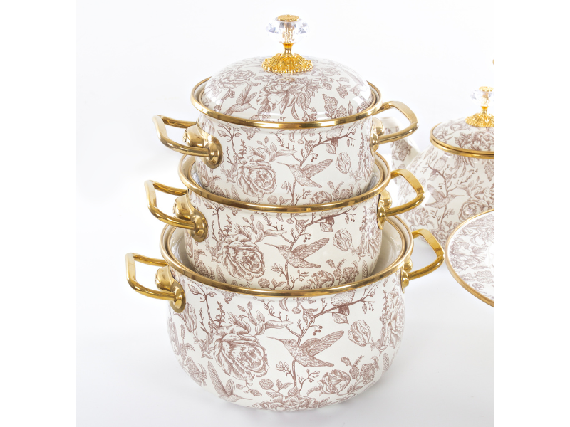 Кастрюля эмалированная "BIRD" Elmani с крышкой, 2,1 л, 16 см 763-041 фото