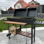 Великий мангал гриль барбекю 5мм з 2 кришками та дровницею +ПОДАРУНОК