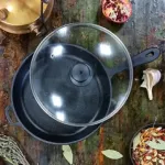 Сковорода чавунна 24*4см зі скляною кришкою